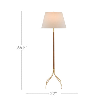 Currey & Company 8000-0087 Circus 1 Light Floor Lamp in Natural/Wood/Brushed Brass 4