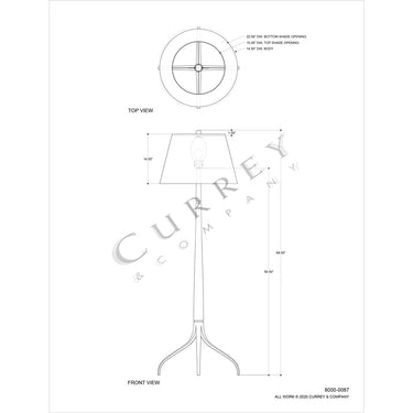 Currey & Company 8000-0087 Circus 1 Light Floor Lamp in Natural/Wood/Brushed Brass 5