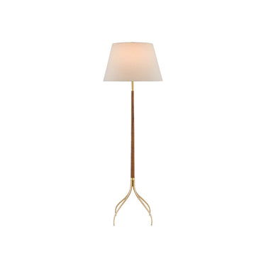 Currey & Company 8000-0087 Circus 1 Light Floor Lamp in Natural/Wood/Brushed Brass 1
