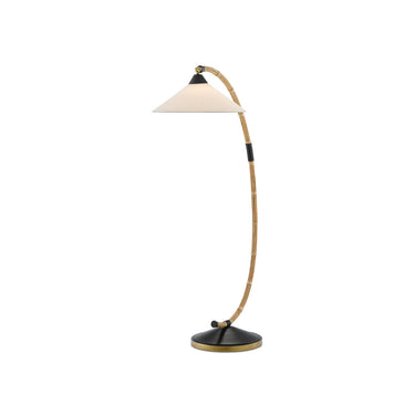 Currey & Company 8000-0088 Lisbon 1 Light Floor Lamp in Natural/Rattan/New Brass/Satin Black 3