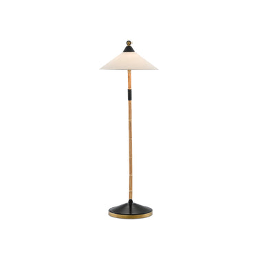 Currey & Company 8000-0088 Lisbon 1 Light Floor Lamp in Natural/Rattan/New Brass/Satin Black 4