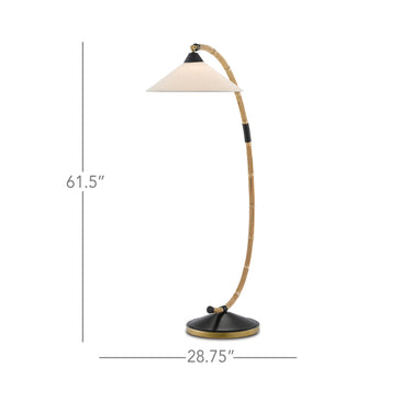 Currey & Company 8000-0088 Lisbon 1 Light Floor Lamp in Natural/Rattan/New Brass/Satin Black 6