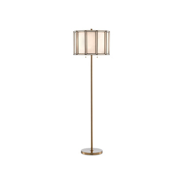 Currey & Company 8000-0090 Daze Floor Lamp in Antique Brass/White 1
