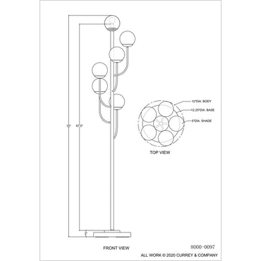 Currey & Company 8000-0097 Farnsworth 6 Light Floor Lamp in Brass 7