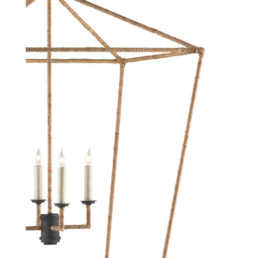 Currey & Company 9000-0-C1 Denison Rattan 4 Light Lantern in Mole Black/Natural Rattan 2