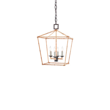 Currey & Company 9000-0-C1 Denison Rattan 4 Light Lantern in Mole Black/Natural Rattan 4