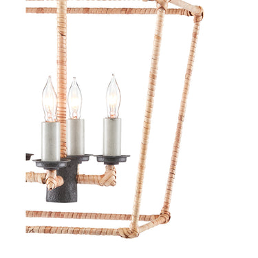 Currey & Company 9000-0-C1 Denison Rattan 4 Light Lantern in Mole Black/Natural Rattan 12