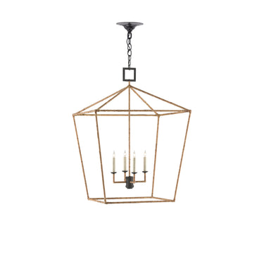 Currey & Company 9000-0-C1 Denison Rattan 4 Light Lantern in Mole Black/Natural Rattan 3