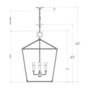 Currey & Company 9000-0-C1 Denison Rattan 4 Light Lantern in Mole Black/Natural Rattan 4