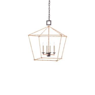 Currey & Company 9000-0-C1 Denison Rattan 4 Light Lantern in Mole Black/Natural Rattan 6
