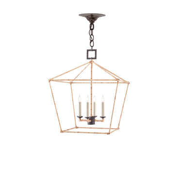 Currey & Company 9000-0-C1 Denison Rattan 4 Light Lantern in Mole Black/Natural Rattan 8