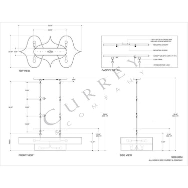 Currey & Company 9000-0-C12 Grand Lotus Oval 6 Light Chandelier 24