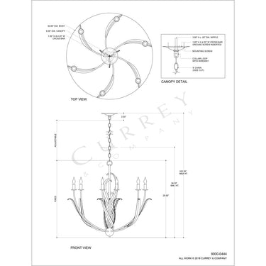 Currey & Company 9000-0-C13 Menefee 6 Light Chandelier 10