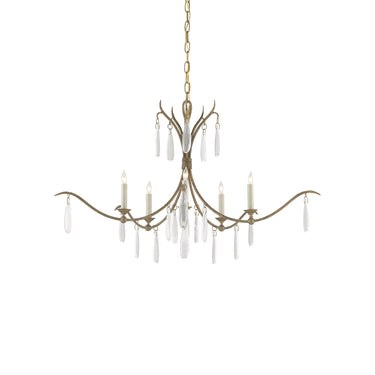 Currey & Company 9000-0-C4 Marshallia 6 Light Chandelier in Rustic Gold/Faux Rock Crystal 9