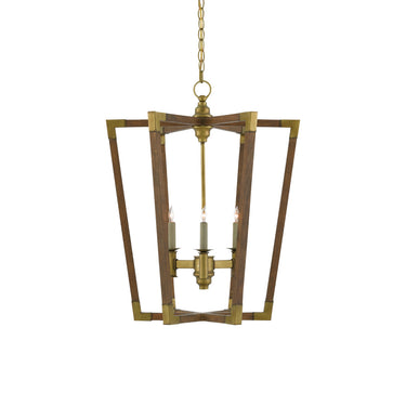 Currey & Company 9000-00-C3 Bastian 6 Light Lantern in Chestnut/Brass 7