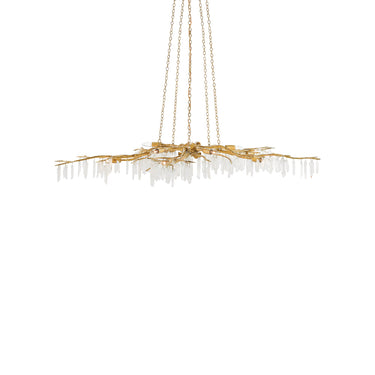 Currey & Company 9000-0040 Forest 10 Light Chandelier in Washed Lucerne Gold/Natural 1