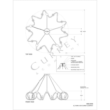 Currey & Company 9000-0059 Ringmaster 10 Light Chandelier in Contemporary Silver Leaf 5