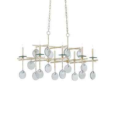 Currey & Company 9000-0060 Sethos Rectangular 8 Light Chandelier in Silver Granello 3