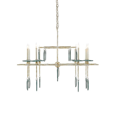 Currey & Company 9000-0060 Sethos Rectangular 8 Light Chandelier in Silver Granello 4