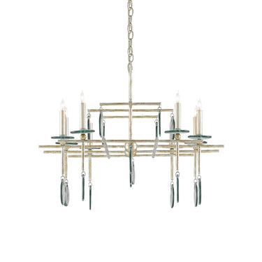Currey & Company 9000-0060 Sethos Rectangular 8 Light Chandelier in Silver Granello 5
