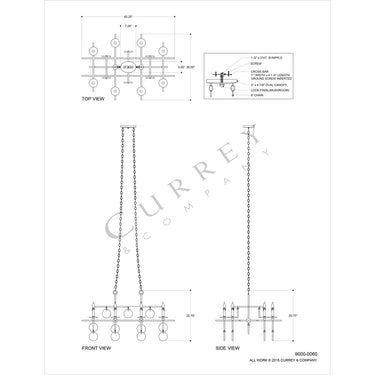 Currey & Company 9000-0060 Sethos Rectangular 8 Light Chandelier in Silver Granello 9