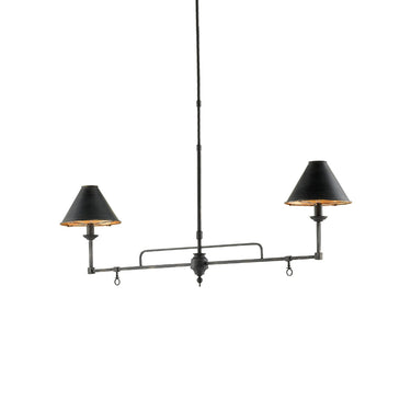 Currey & Company 9000-0114 Prosperity Rectangular Chandelier in French Black/Contemporary Gold Leaf Interior 5