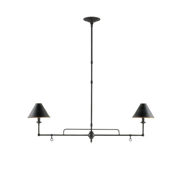 Currey & Company 9000-0114 Prosperity Rectangular Chandelier in French Black/Contemporary Gold Leaf Interior 6