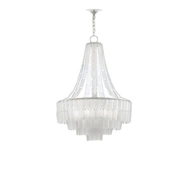 Currey & Company 9000-0159 Vintner 7 Light Chandelier in Contemporary Silver Leaf/Opaque White 3
