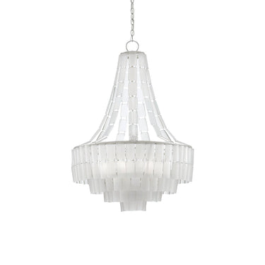 Currey & Company 9000-0159 Vintner 7 Light Chandelier in Contemporary Silver Leaf/Opaque White 1