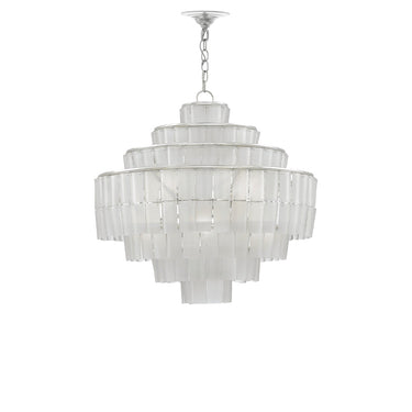 Currey & Company 9000-0160 Sommelier 8 Light Chandelier in Contemporary Silver Leaf/Opaque White 3