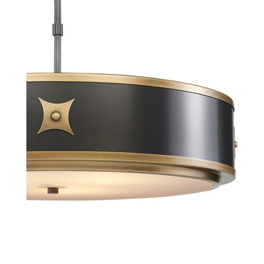 Currey & Company 9000-0171 Huntsman Pendant in Satin Black/Antique Brass/White 2