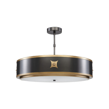 Currey & Company 9000-0171 Huntsman Pendant in Satin Black/Antique Brass/White 3