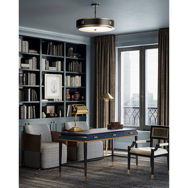 Currey & Company 9000-0171 Huntsman Pendant in Satin Black/Antique Brass/White 4