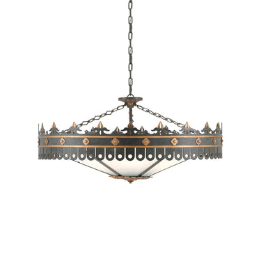 Currey & Company 9000-0181 Berkeley 6 Light Chandelier in Antique Gold/Moss Gray 1