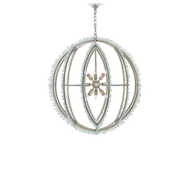 Currey & Company 9000-0210 Saltwater Orb 9 Light Chandelier in Contemporary Silver Leaf/Seaglass 3