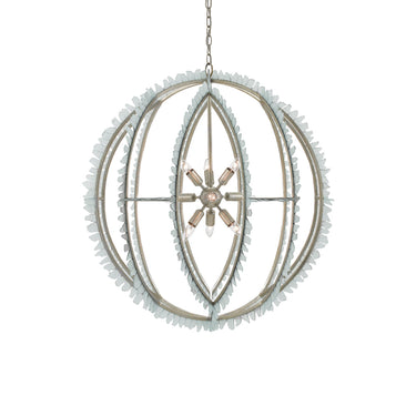 Currey & Company 9000-0210 Saltwater Orb 9 Light Chandelier in Contemporary Silver Leaf/Seaglass 1