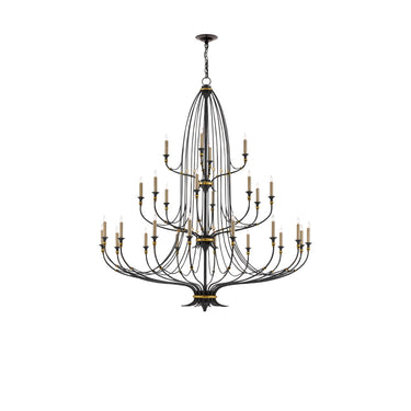 Currey & Company 9000-0213 Folgate Grande 28 Light Chandelier in French Black/Gold Leaf 3