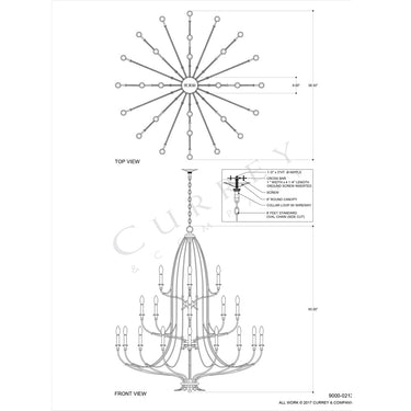 Currey & Company 9000-0213 Folgate Grande 28 Light Chandelier in French Black/Gold Leaf 6