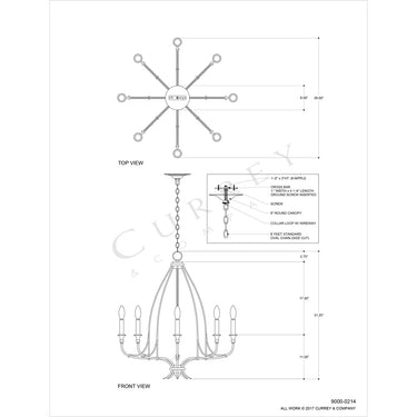 Currey & Company 9000-0214 Folgate 8 Light Chandelier in French Black/Gold Leaf 5