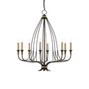 Currey & Company 9000-0214 Folgate 8 Light Chandelier in French Black/Gold Leaf 1