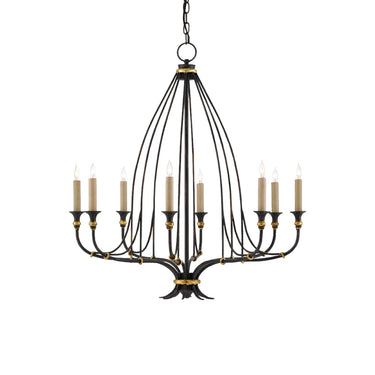 Currey & Company 9000-0214 Folgate 8 Light Chandelier in French Black/Gold Leaf 1