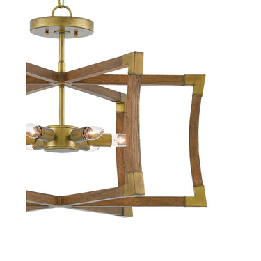 Currey & Company 9000-0221 Bastian Small 6 Light Lantern in Chestnut/Brass 2