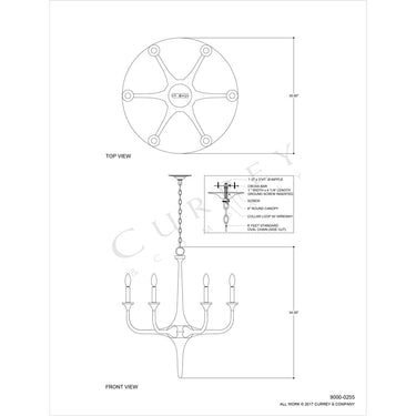 Currey & Company 9000-0255 Albion 6 Light Chandelier in Gesso White 5