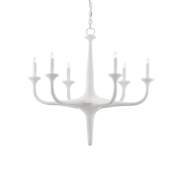Currey & Company 9000-0255 Albion 6 Light Chandelier in Gesso White 1
