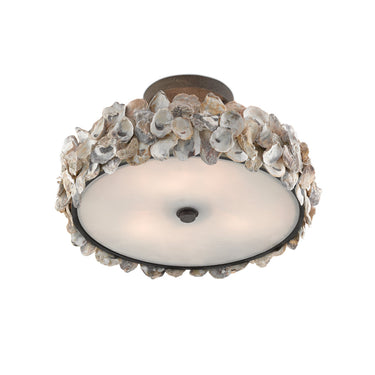 Currey & Company 9000-0265 Oyster Semi-Flush in Textured Bronze/Natural 4