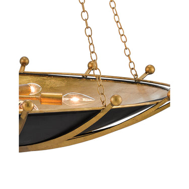 Currey & Company 9000-0319 Fontaine 6 Light Chandelier in Antique Gold Leaf/Contemporary Gold Leaf/Satin Black 2