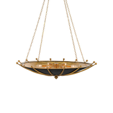 Currey & Company 9000-0319 Fontaine 6 Light Chandelier in Antique Gold Leaf/Contemporary Gold Leaf/Satin Black 3