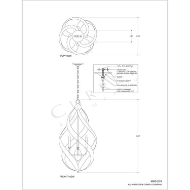 Currey & Company 9000-0321 Trephine 4 Light Chandelier in Contemporary Gold Leaf/Satin Black 5