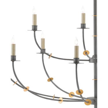 Currey & Company 9000-0331 Balladier 12 Light Chandelier in Hiroshi Gray/Contemporary Gold Leaf 2