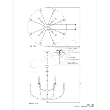 Currey & Company 9000-0331 Balladier 12 Light Chandelier in Hiroshi Gray/Contemporary Gold Leaf 5